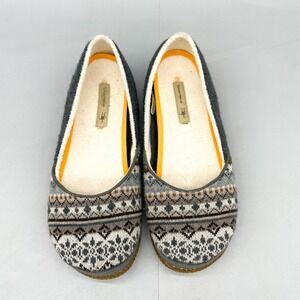 Smartwool Women 10 Morning Ballet Flat Gray Fair Isle Merino Wool Slip On Shoes